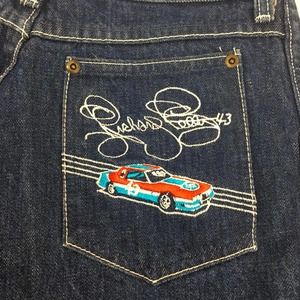 Richard Petty #43 5 Pocket Hi Rise 1980s Nascar Denim Jeans 28" x 29" Rare VTG